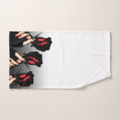 赤いバラのタオルのセット バスタオルセット (ハンドタオル)