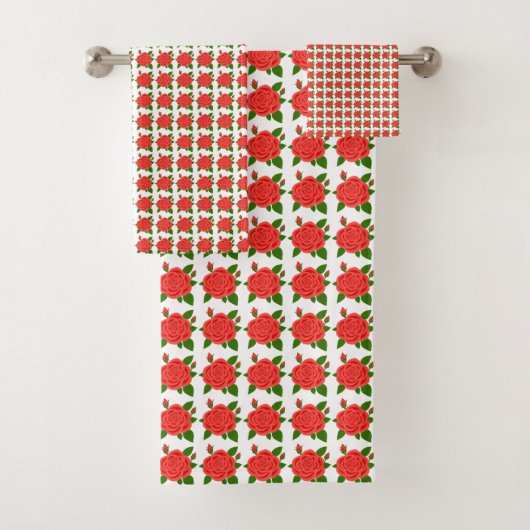 赤いバラのタオルのセット バスタオルセット (インサイチュ)
