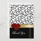 赤いバラのダマスクサンキューカード サンキューカード (正面/裏面)