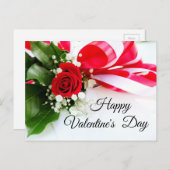 赤いバラのハッピーバレンタインデー シーズンポストカード (正面/裏面)