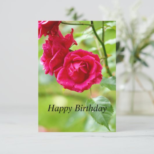 赤いバラのハッピーバースデーカード カード (スタンド正面)