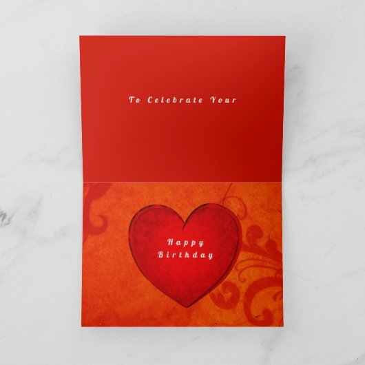 赤いバラのハッピーバースデー折りたたみグリーティングカード カード (内部)