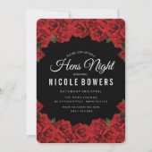 赤いバラのハネムーン前夜パーティー招待状 招待状 (正面)