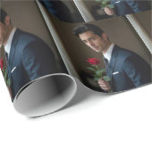 赤いバラのハンサムな男 ラッピングペーパー (ロールコーナー)