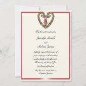 赤いバラのハートのケルト結婚式招待状 招待状 (正面)