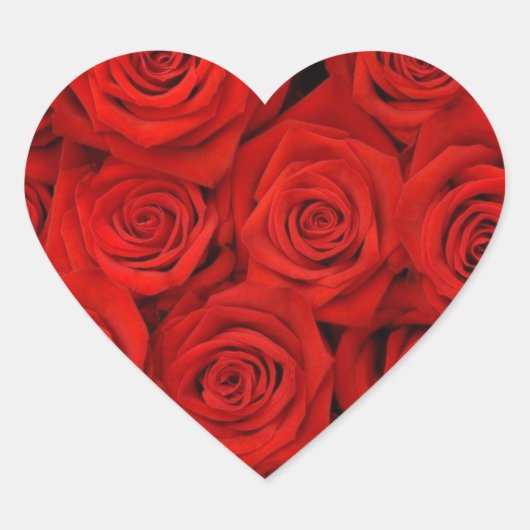 赤いバラのハートシールと封筒用シール ハートシール (正面)