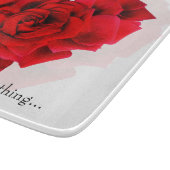 赤いバラのハート形ラブガラス切断板 カッティングボード (角)