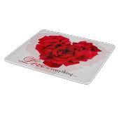 赤いバラのハート形ラブガラス切断板 カッティングボード (角)