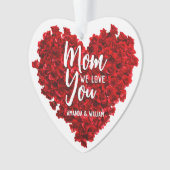 赤いバラのハート愛あなたを母の日 オーナメント (正面)