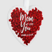 赤いバラのハート愛あなたを母の日 オーナメント (正面)