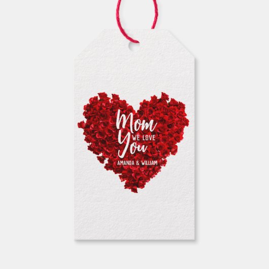 赤いバラのハート愛あなたを母の日 ギフトタグ (裏面)