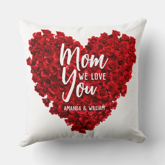 赤いバラのハート愛あなたを母の日 クッション (裏面)