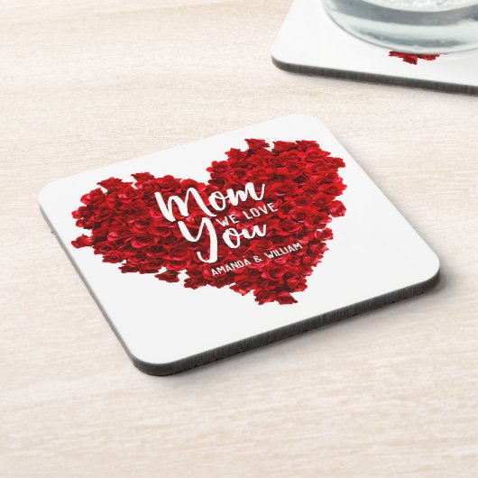 赤いバラのハート愛あなたを母の日 コースター (左側)