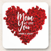 赤いバラのハート愛あなたを母の日 コースター (正面)