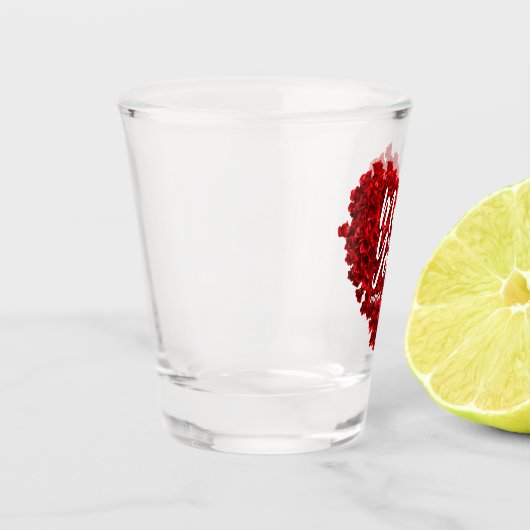 赤いバラのハート愛あなたを母の日 ショットグラス (左)