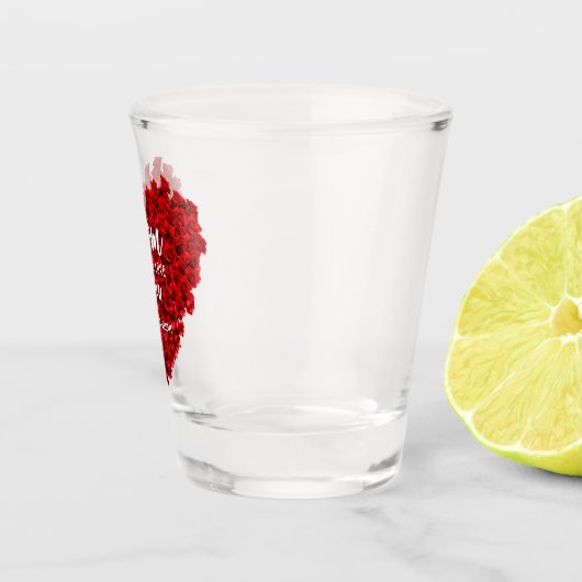 赤いバラのハート愛あなたを母の日 ショットグラス (右)
