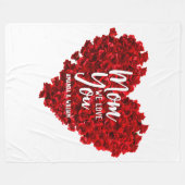 赤いバラのハート愛あなたを母の日 フリースブランケット (正面(横))