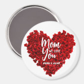 赤いバラのハート愛あなたを母の日 マグネット (正面/裏面)