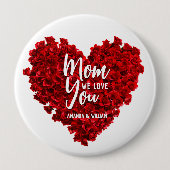 赤いバラのハート愛あなたを母の日 缶バッジ (正面)