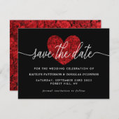 赤いバラのハート日付エンクロージャカードを保存 エンクロージャーカード (正面/裏面)