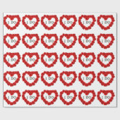 赤いバラのハート私はラッピングきらきら光る紙をする。 ラッピングペーパー (フラット)