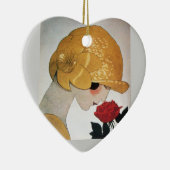 赤いバラのハート セラミックオーナメント (右)