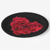 赤いバラのハート ペーパープレート (アングル)