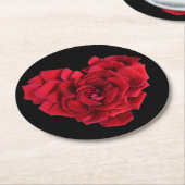 赤いバラのハート ラウンドペーパーコースター (アングル)