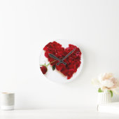 赤いバラのハート ラウンド壁時計 (ホーム)