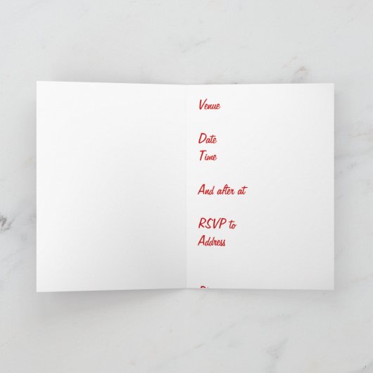 赤いバラのバイク ライダー、オートバイの結婚式のカード製品 招待状 (内部)