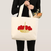 赤いバラのバスケット ラージトートバッグ (正面(商品))