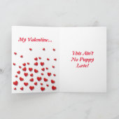赤いバラのバレンタインのカードで子犬の愛はない シーズンカード (内部)