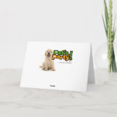 赤いバラのバレンタインを持つかわいいパグの子犬 シーズンカード (裏面)