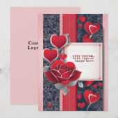 赤いバラのバレンタインデーカード（名前入り） シーズンカード (正面/裏面)