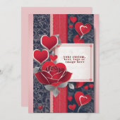 赤いバラのバレンタインデーカード（特別なメッセージ入り） シーズンカード (正面/裏面)