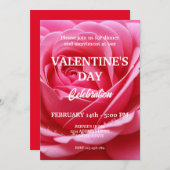 赤いバラのバレンタインデーパーティー 招待状 (正面/裏面)