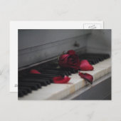 赤いバラのピアノ鍵 ポストカード (正面/裏面)