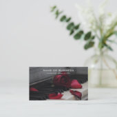 赤いバラのピアノ鍵 名刺 (スタンド正面)