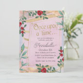 赤いバラのピンクのおとぎ話の表紙 招待状 (スタンド正面)