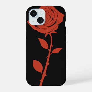赤いバラのフラワーケース iPhone 15ケース