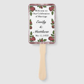 赤いバラのフレームとイメ縁どージパーティーリスト ハンドファン (正面)