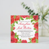 赤いバラのフレーム 招待状 (スタンド正面)