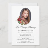 赤いバラのフローラ写真を愛の記憶に 招待状 (正面)