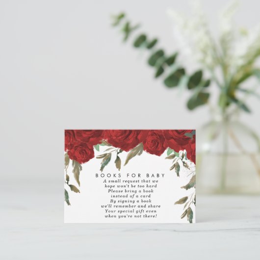 赤いバラのフローラ帳ベビー帳要求カード エンクロージャーカード (スタンド正面)