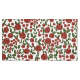 赤いバラのフローラ（白） 枕カバー