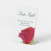 赤いバラのブライダルシャワー デートナイト瓶 台座サイン (正面)