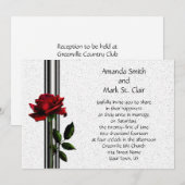 赤いバラのブラックストライプの結婚式招待状 招待状 (正面/裏面)
