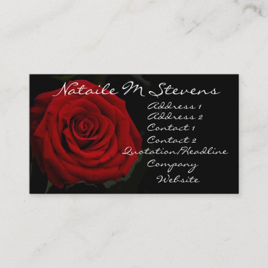 赤いバラのプロフィールカード 名刺 (正面)