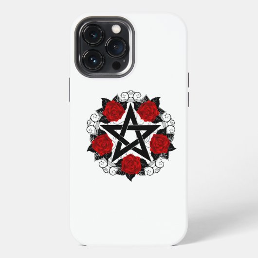 赤いバラのペンタグラム iPhoneケース (裏面)
