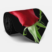 赤いバラのボストンテリアのタイ ネクタイ (ロール)